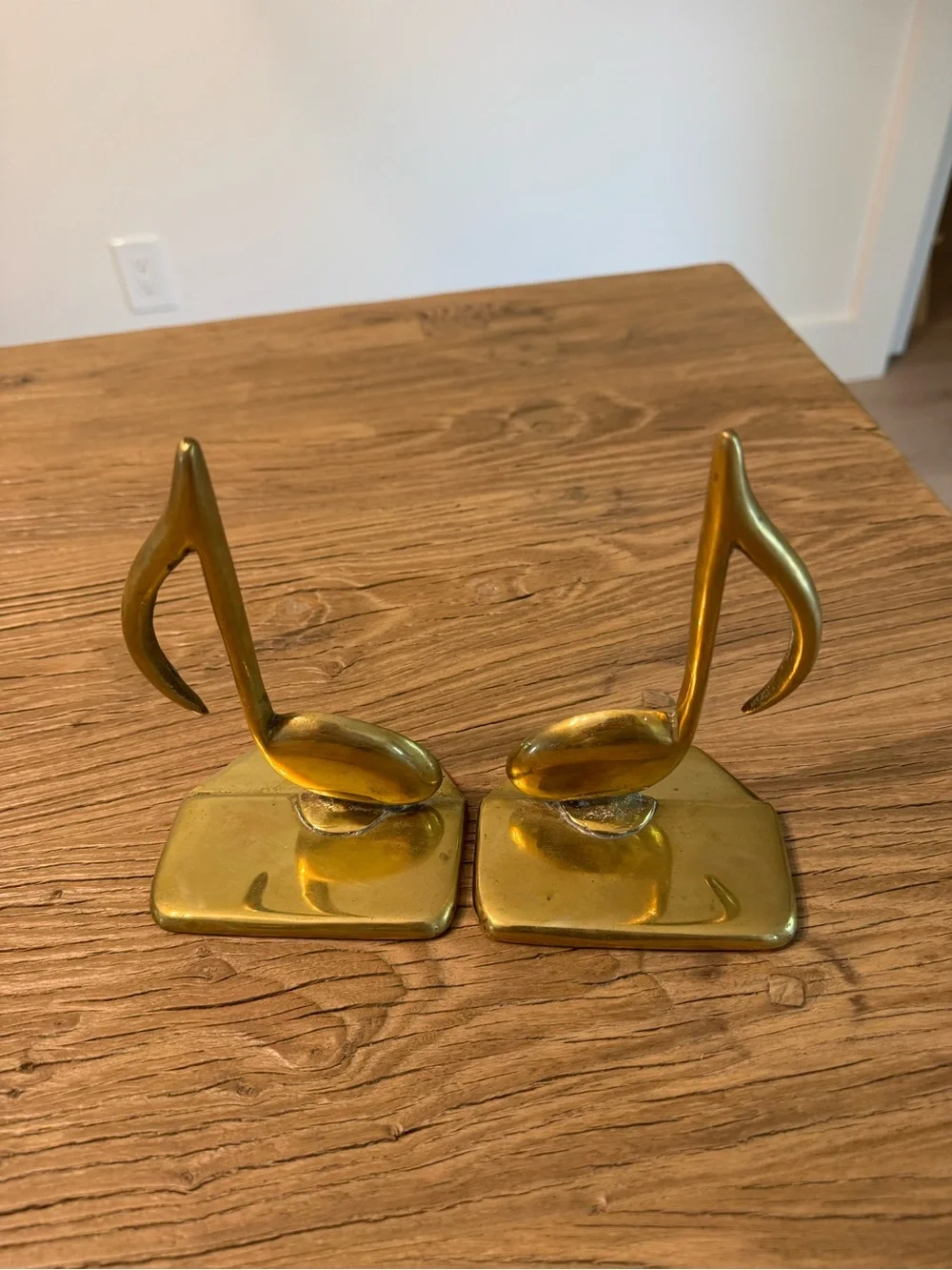 Vintage Brass Music Note Bookends Pair